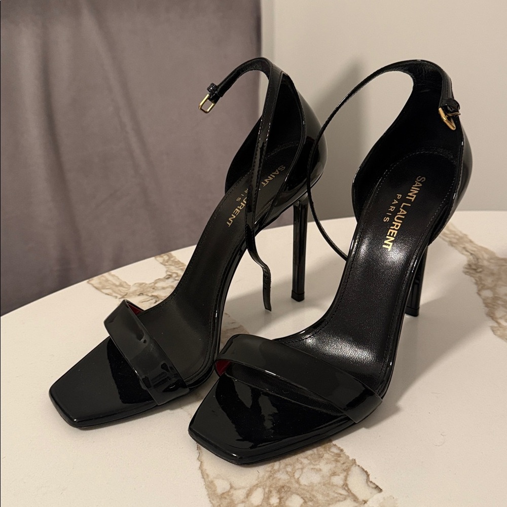 Saint Laurent Patent Leather High Heel Sandals Size 38
